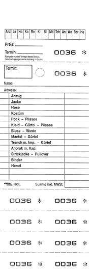 Annahmeblock Kombi 6L / 9 verschiedene Farben