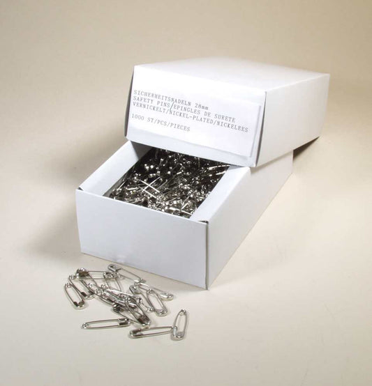 Épingles de sûreté 28 mm, acier nickelé