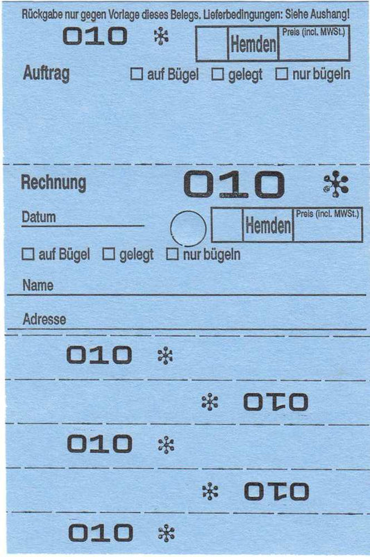 Bloc d'acceptation OHD pour chemises - bleu