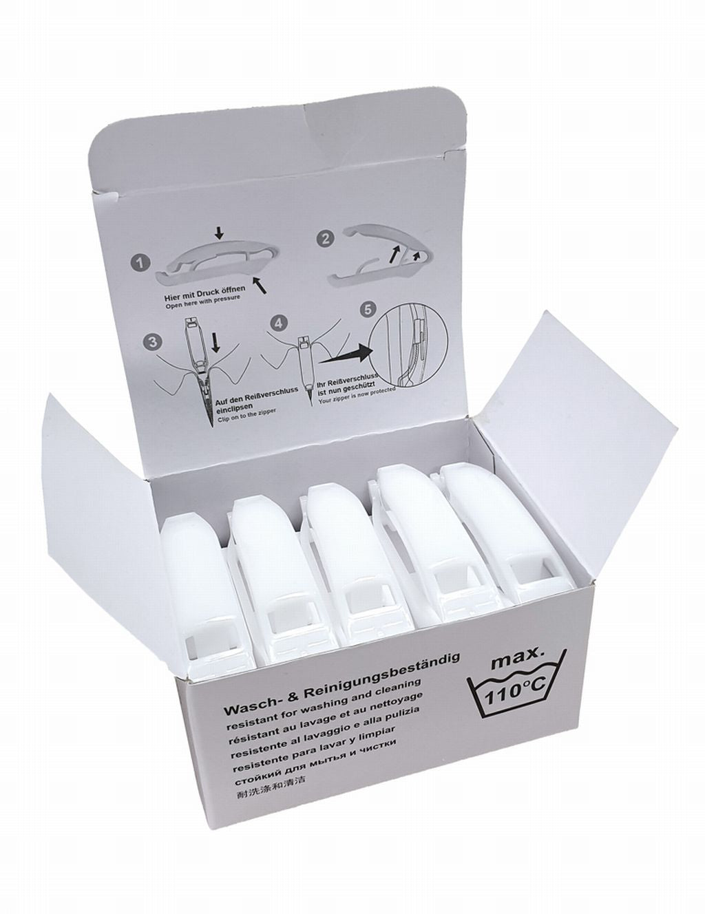 HAJO Reissverschluss-Schutzclip aus Kunststoff - weiss